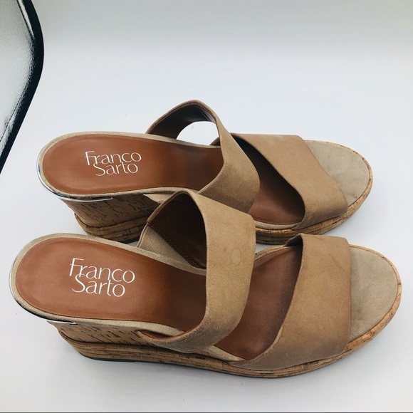 Franco Sarto‎ women’s tan suede wedge cork slip on 10M - Picture 5 of 12